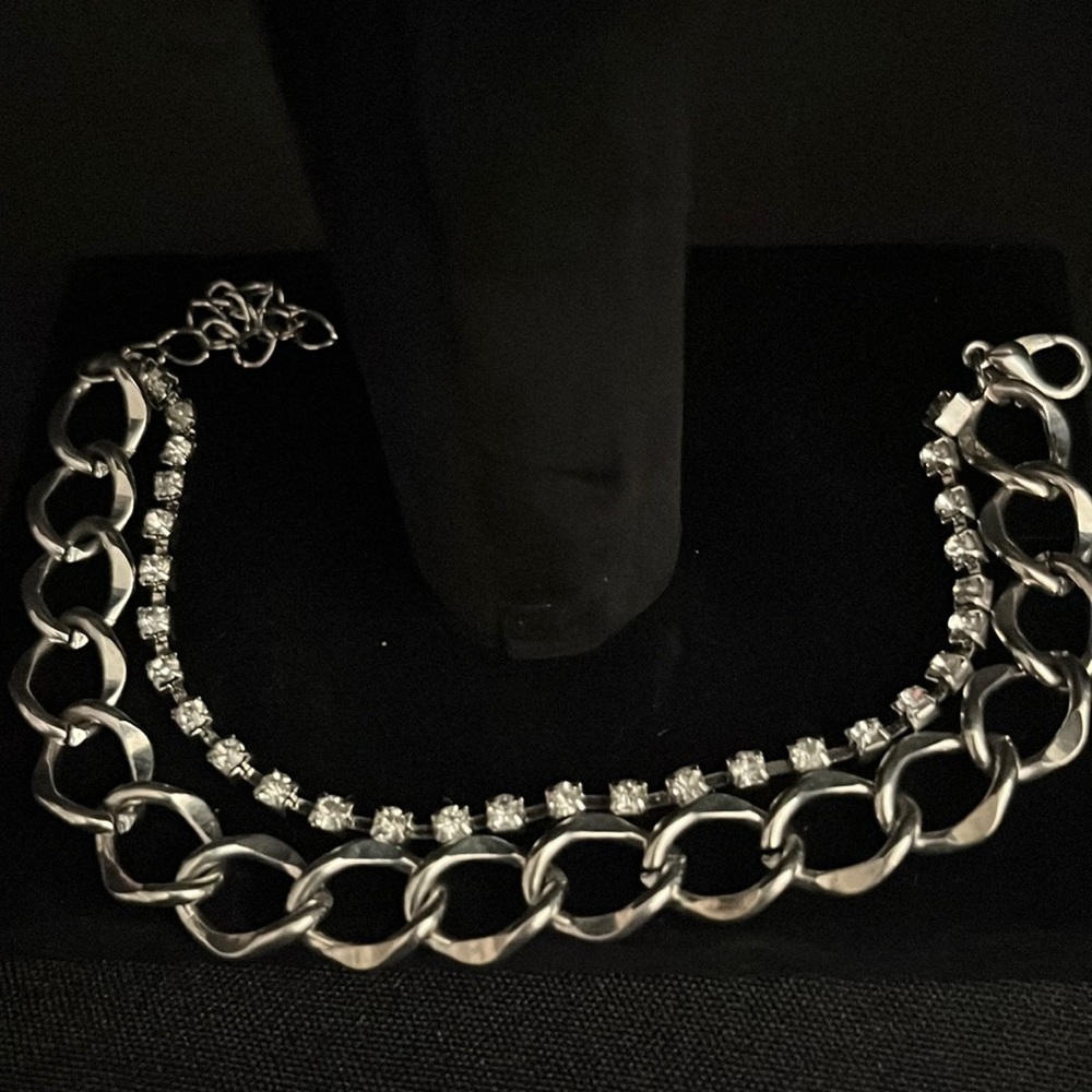 Rhinestone and Chain Bracelet